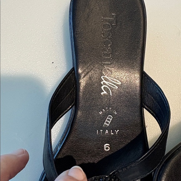 Tuscanella Italian leather sandals/ beaded sparkly decor flip-flop wedge style - Picture 10 of 13